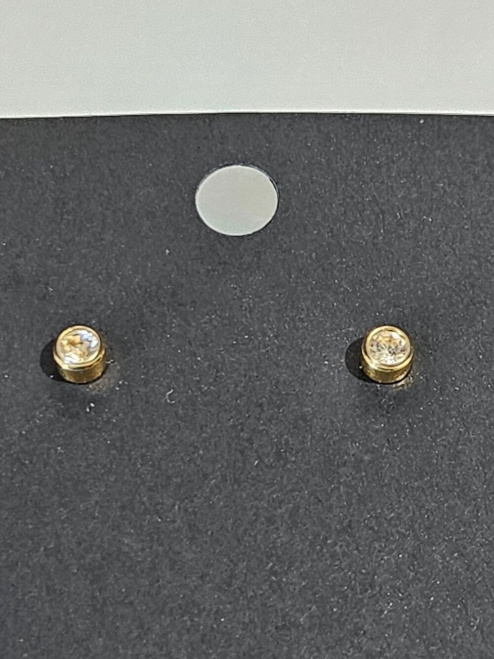 Clear Rhinestone Stud Earrings Goldtone 1/8 inch
